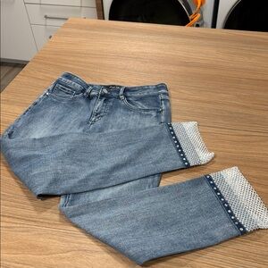 Joseph Ribkoff denim jeans with white hem trim
